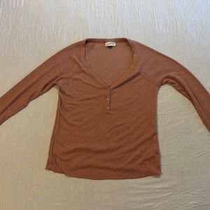 Soft Rose Henley Long Sleeve Top